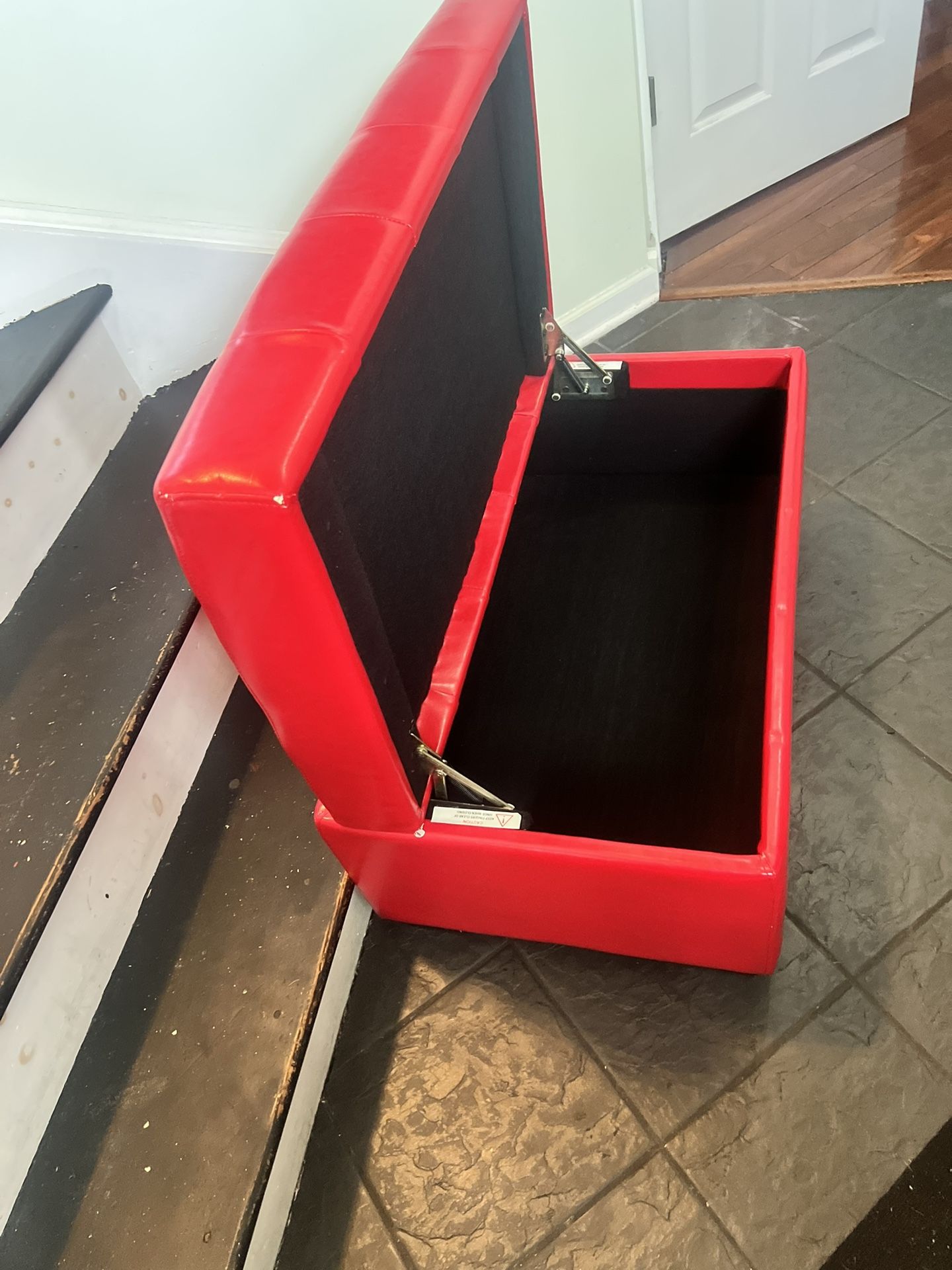 Red two drawer ottoman storage