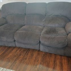 2 Free  88" Brown Corduroy Recling Sofas