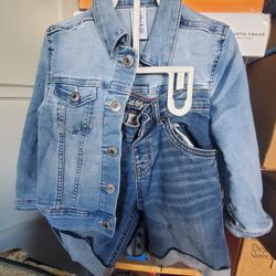 4-5 kids Denim Set Jacket N Long Shorts Pre-owned Girls Or Unisex 