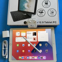 128GB Apple IPad Pro 12.9” (Retina /Touch ID / IOS 16) WiFi + cellular (Unlocked) with keyboard, case,  pen & Accesories (Apple Largest Tablet) 