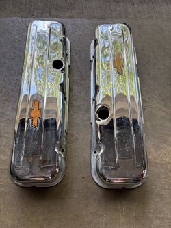 🔥 CLASSIC Chevy V8 Chrome Valve Covers 🏁 Gold Bowtie! (SBC 305/350/400) 🏎️💨