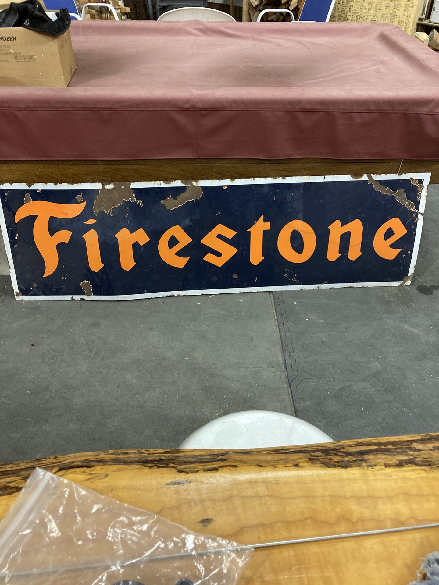 1940’s Original One Sided Porcelain Sign.  6’x 18”