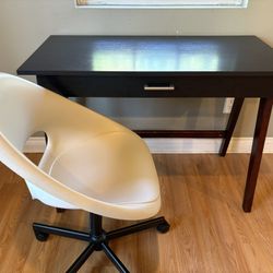 Paulo Wood Writing Desk Work Station w/ Ikea Malskar Swivel Chair. 