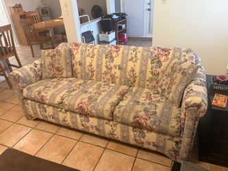 Floral Upholstered Three-Seat Sofa