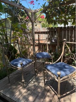 3 set of metal chairs with cushions