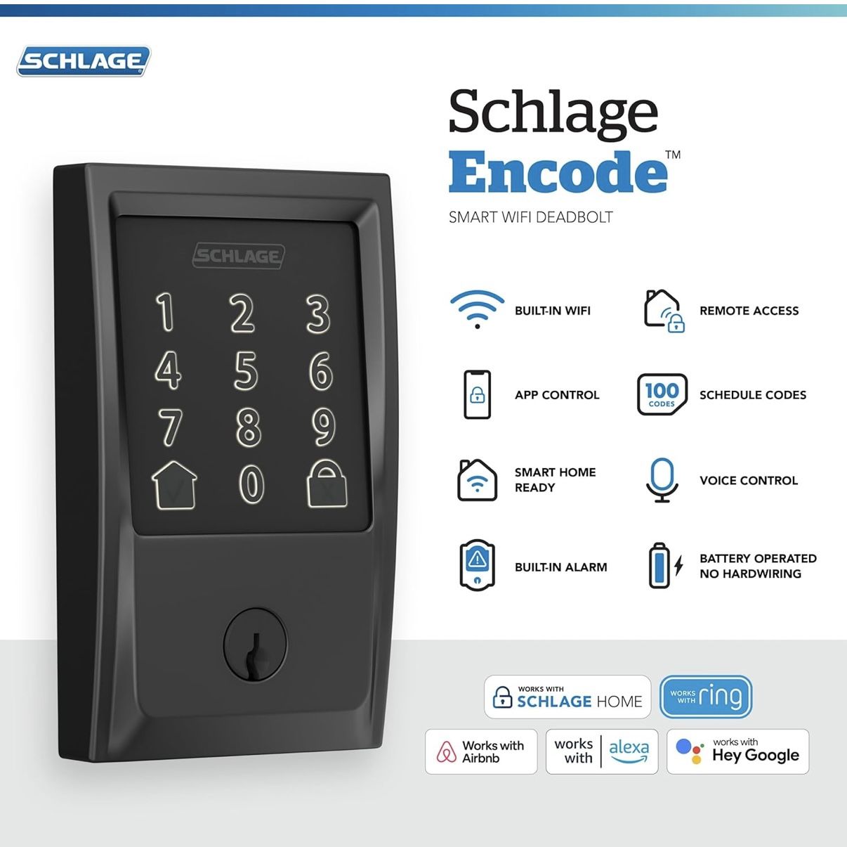 Schlage Encode WiFi Deadbolt (NEW) Black