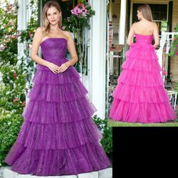 New With Tags Multi-Tiered Glitter Ball Gown $299