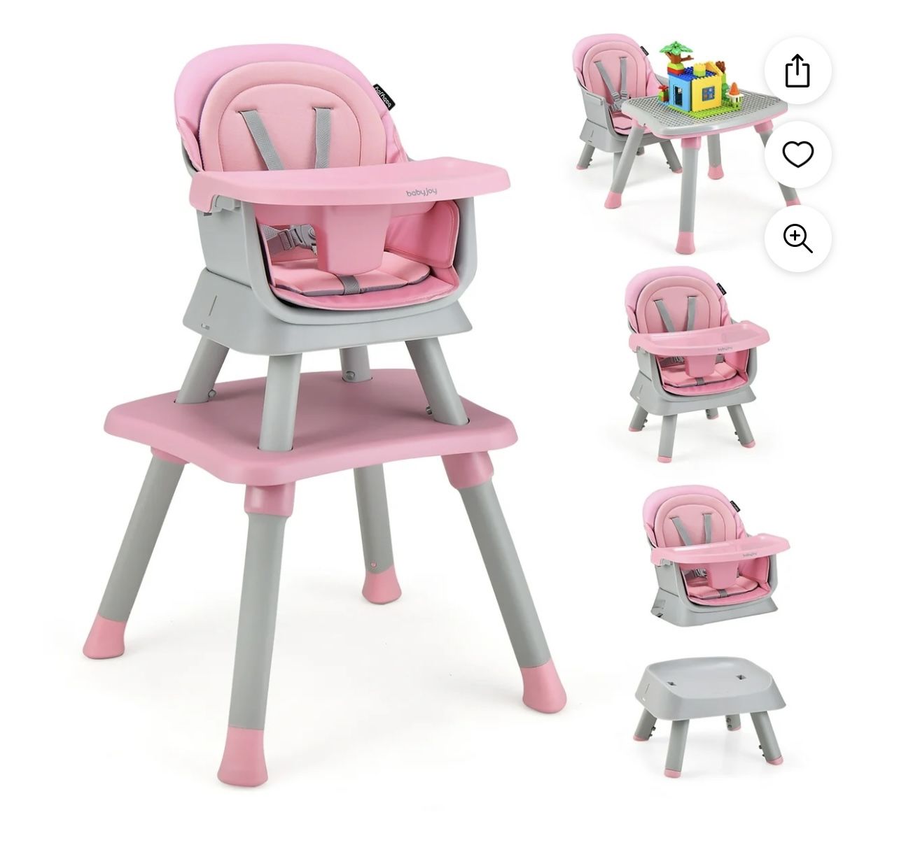 Baby Joy 6 in 1 Convertible Baby High Chair with Adjustable Removable Tray