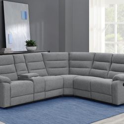 FABRIC SMOKE RECLINING SECTIONAL SOFA - FAST DELIVERY
