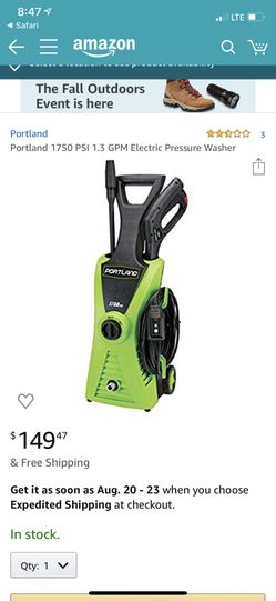 portland electric pressure washer 1750 psi
