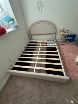 Full Upholstered Bed Frame with Arched Headboard