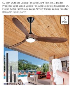 60 Inch Outdoor Ceiling Fan with Light Remote