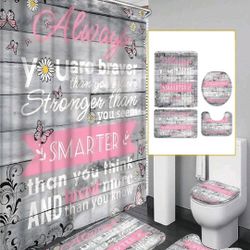 4-Pcs. Inspirational Quotes Shower Curtain Set