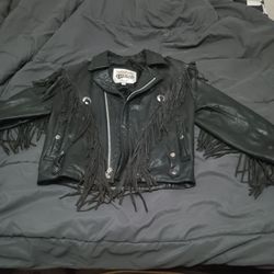 Small Leather Fringe Biker Jacket For Women