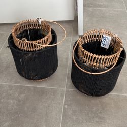 Artisanal Candle Holder Wicker And Thread From India 