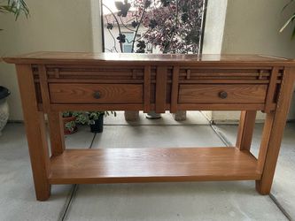 Wood Console Table with Two Drawers