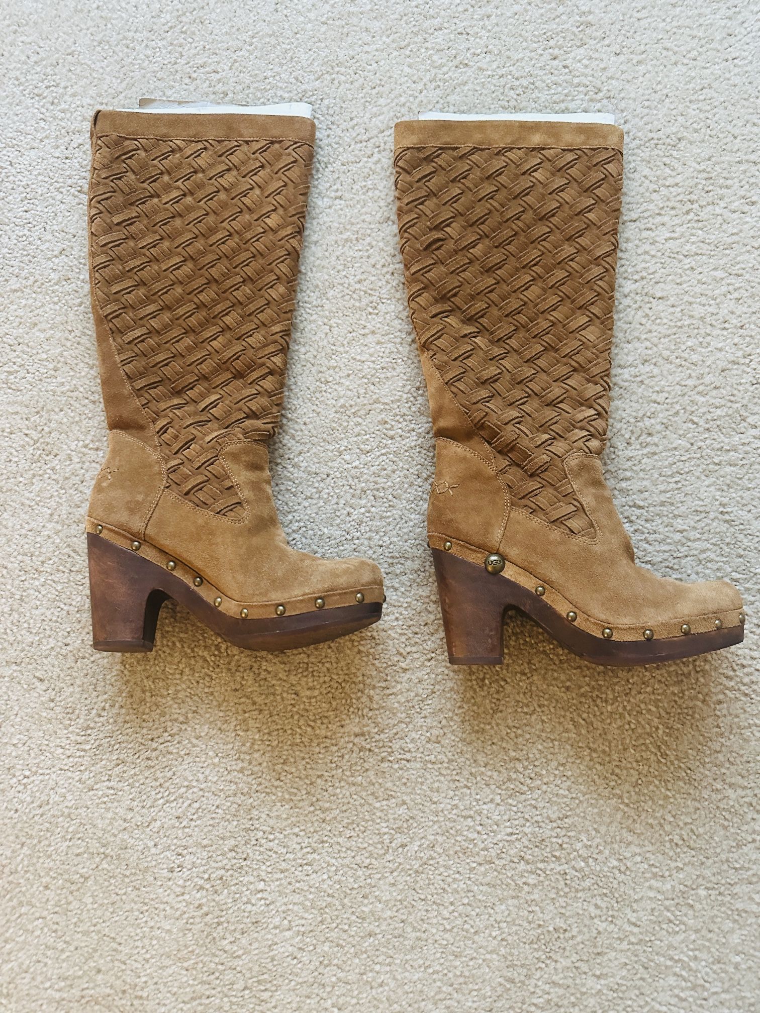 Authentic UGG Tall Chestnut Suede Clog Boot