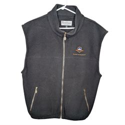Vintage Whistler Black Fleece Gold Logo Embroidered Zip Up Vest