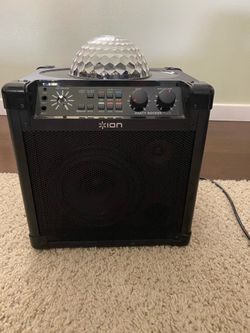 ION Party Rocker portable Bluetooth speaker with a built-in disco ball party light