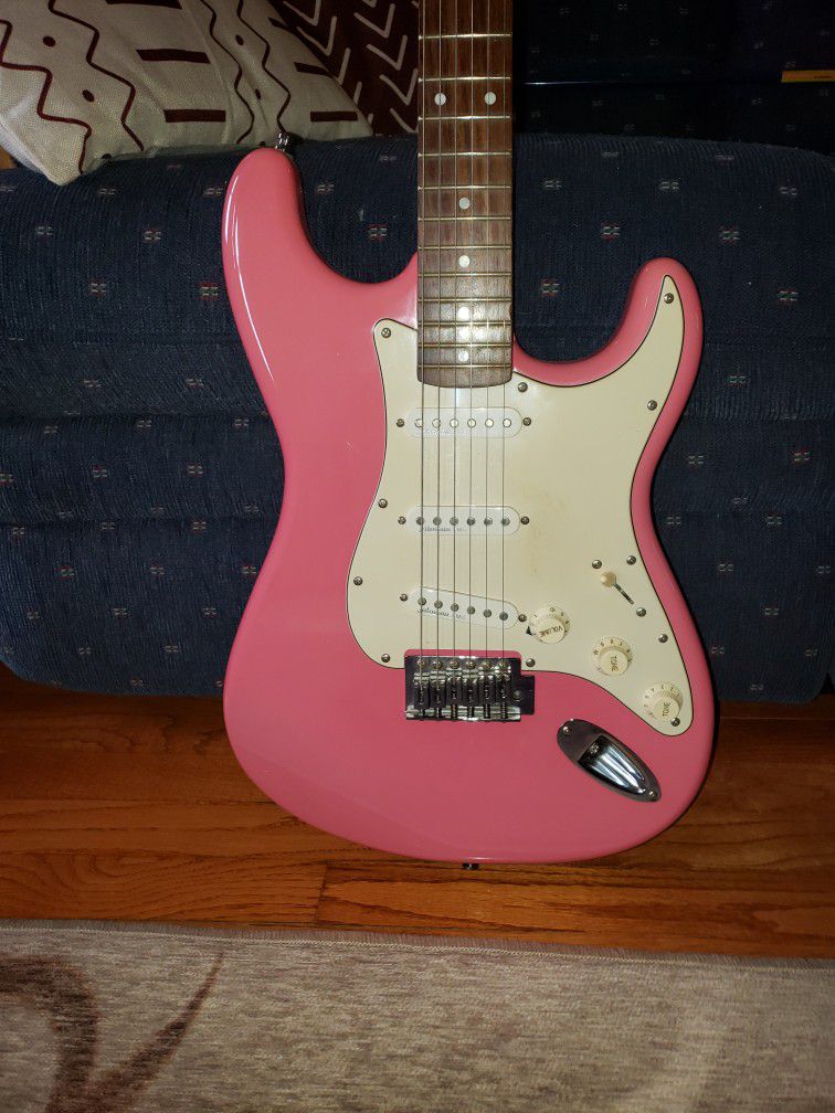 Johnson Pink Strat Style Guitar