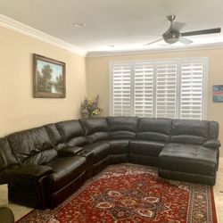 Leather Recliner Sectional Sofa