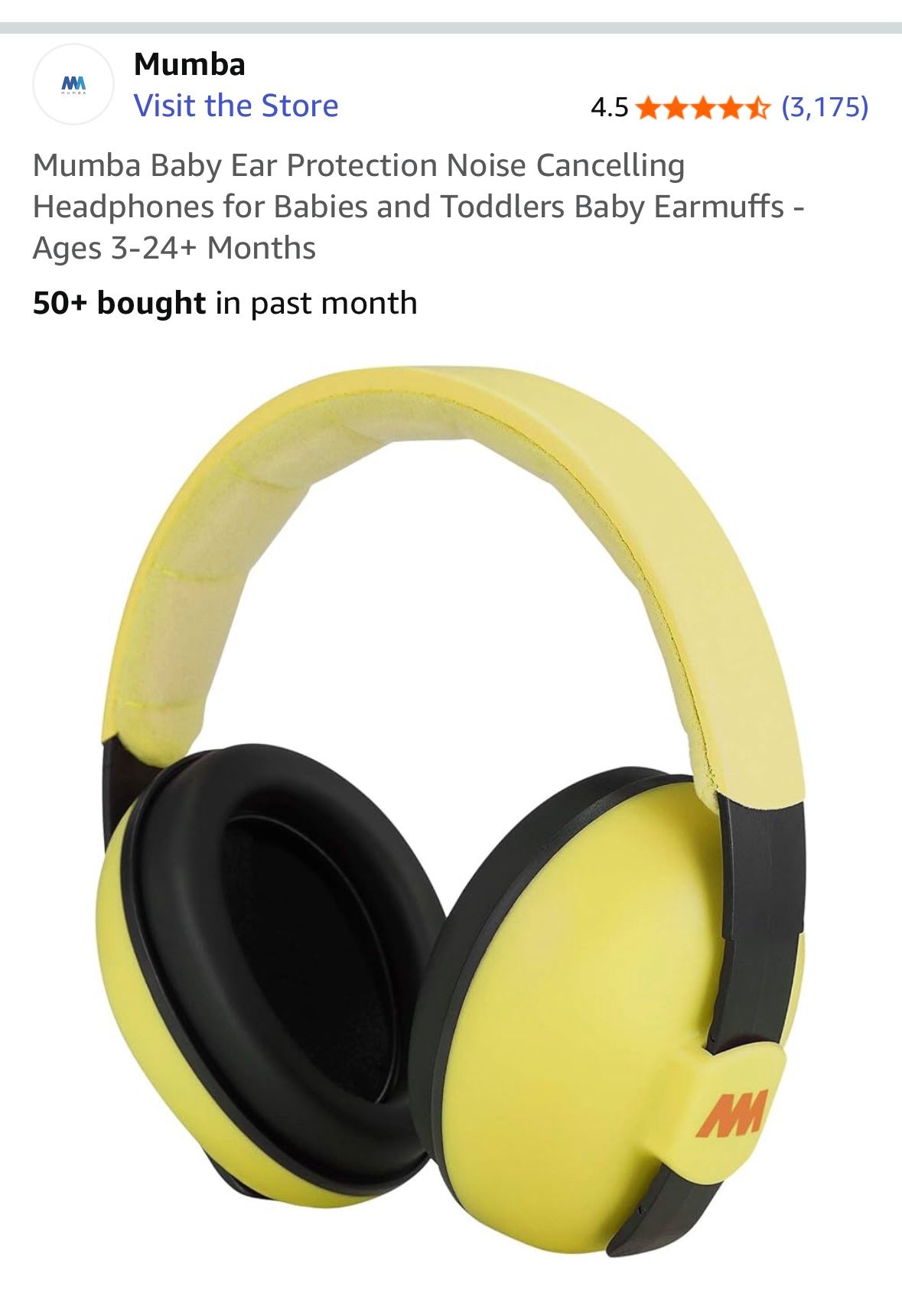 Mumba Baby Ear Protection Noise Cancelling Headphones for Babies and Toddlers Baby Earmuffs - Ages 3-24+ Months