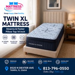 Twin XL Size Mattress Pillow Top 14” Stearns & Foster Estate Collection Factory Fresh & Sealed in Plastic Same Day Delivery