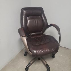 Executive Office Chair - Brown Leather, High Black, Rolling Base