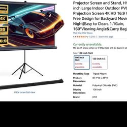 Standing  projector screen with tripod stand, HYZ 100-inch 