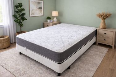 New queen mattress and box spring. 2 pc bed frame is not included