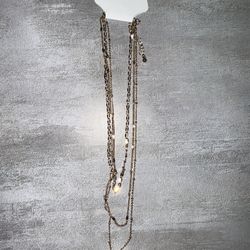 New Gold Butterfly Necklace 3 In 1 9.5” Long 