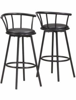 Monarch Specialties 43" H Curved Back Swivel Bar Stool with Rounded Footrest, Black - Set of 2  104 100$