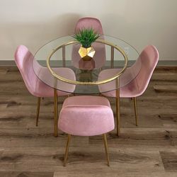 Glam Style Dining Set with Velvet Seating