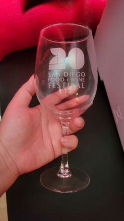 Glass wine cup san diego food festival souvenir