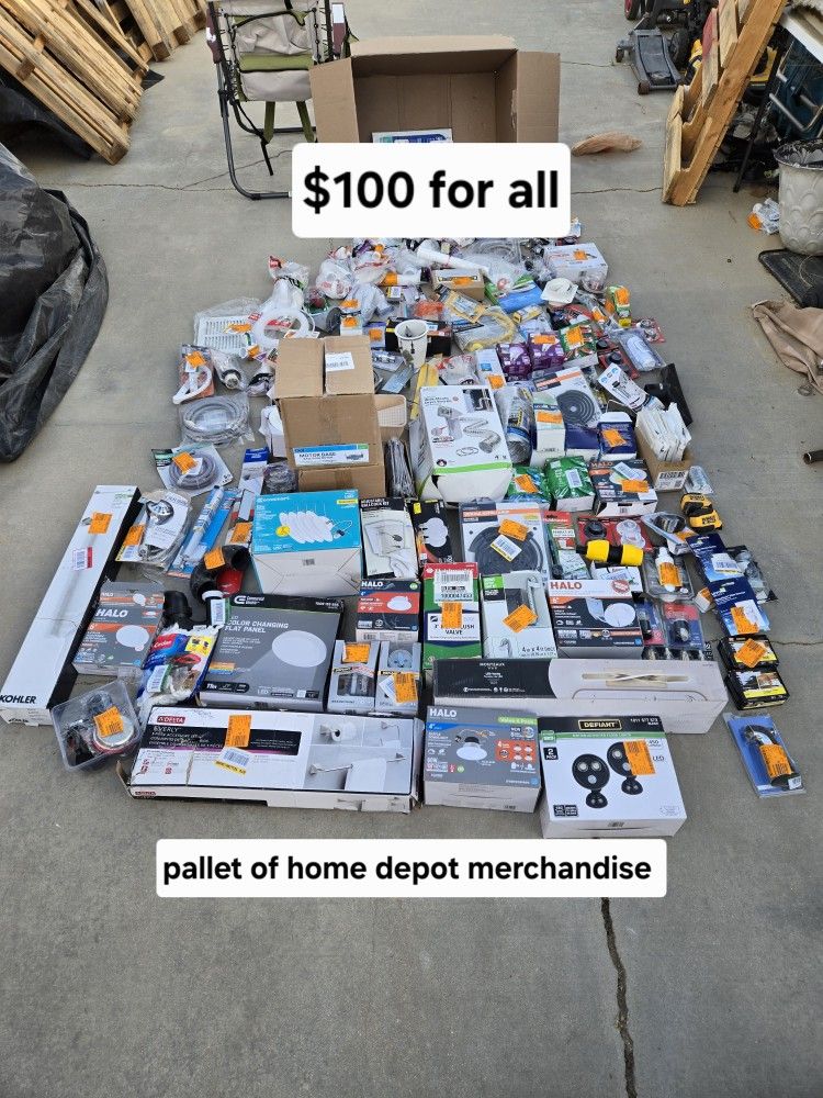 Pallet Of Assorted Building Materials , Lights ,plumbing, Electrical Everything For Only $100