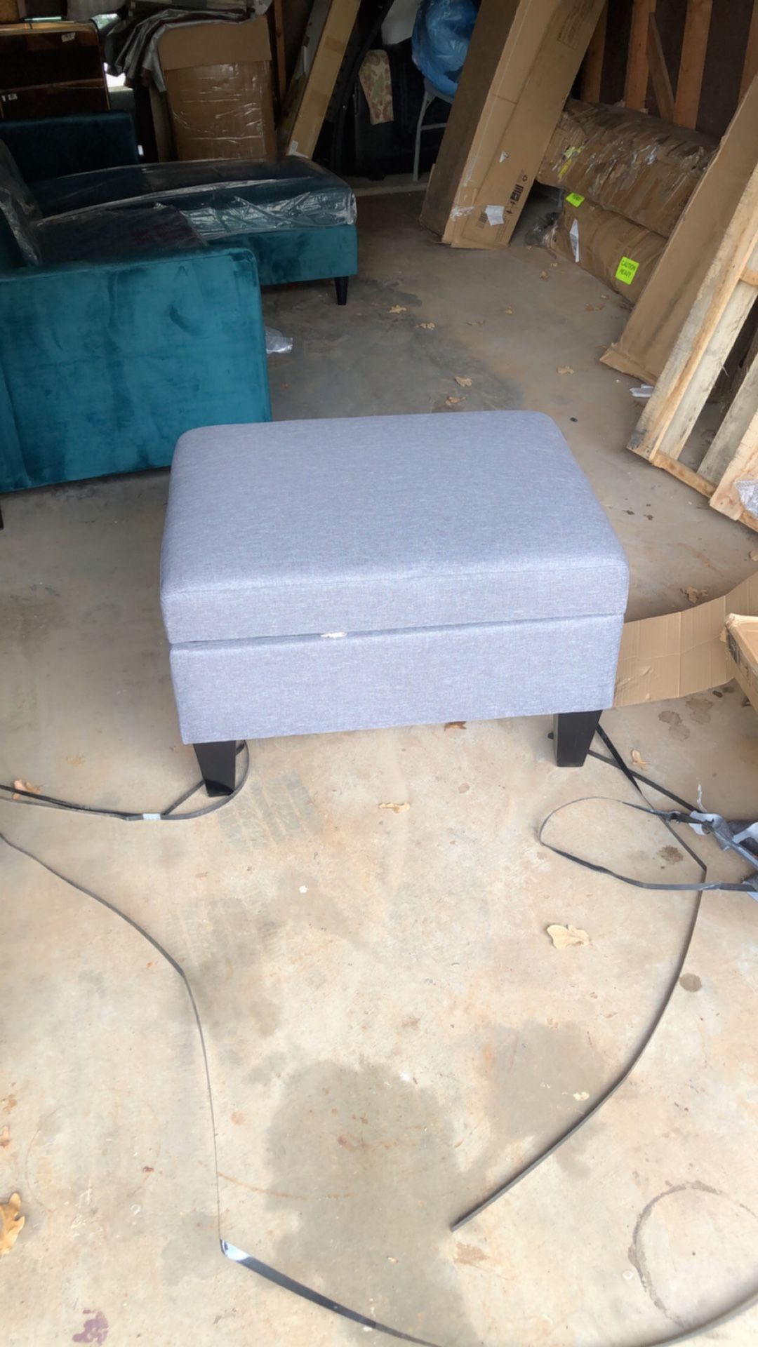 Grey Storage Ottoman 