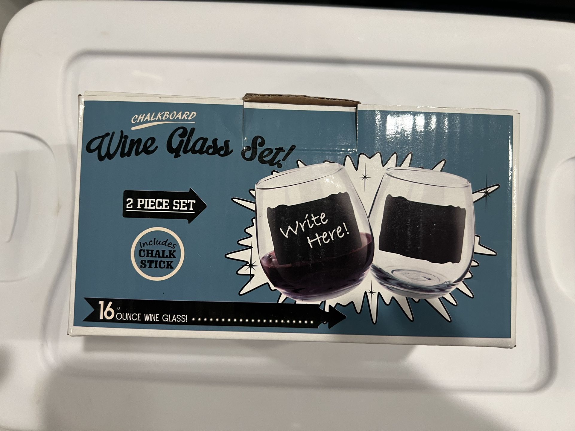Brand New Chalkboard Wine Glass Set
