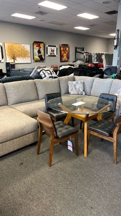 4th sale @ Lux New Ashley tan beige sectional 3 piece with accent pillows can deliver can finance cash card synchrony