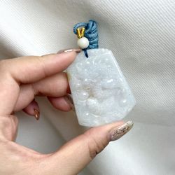 Natural Untreated Carved Jade Pendant Cord Necklace, Dragon