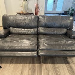 Charcoal Genuine Leather Couch