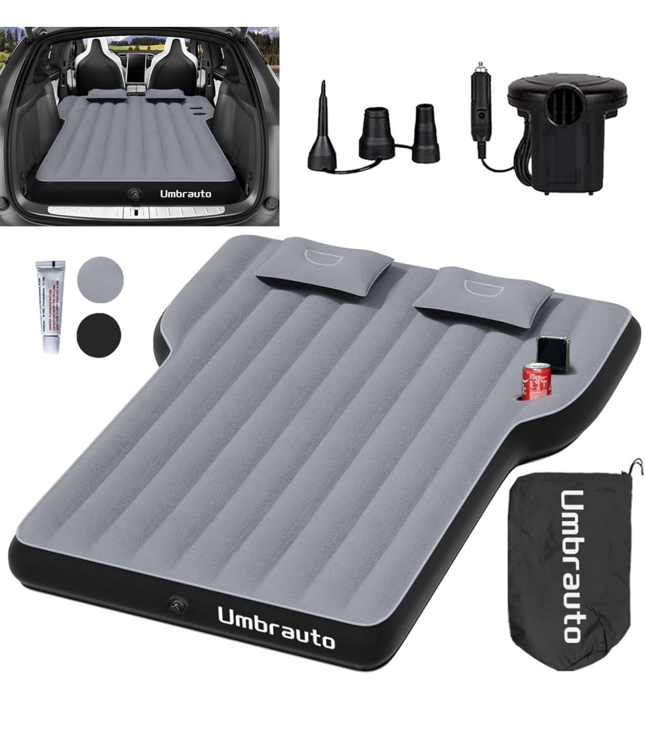 Umbrauto Mattress for Tesla Model Y: Inflatable Camping Air Mattress for SUV Travel, Portable Flocking Surface Sleeping Pad BRAND NEW