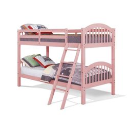 Brand New Twin Size Pink Wood Bunk Bed (New In Box) 