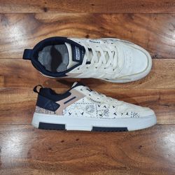 Fashion Low-Top Sneakers/White Paisley Print/Size 9 men