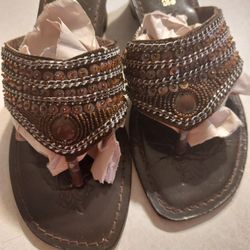 New Brown Sparking Sandal Wedge Heel 