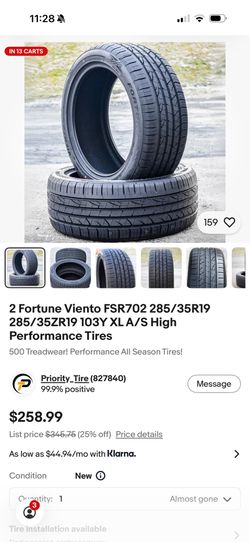 2 tires 285 /35 /19