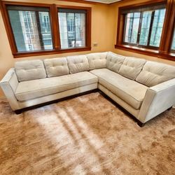 Macy’s Beige 110” by 82” 2pc Tufted Sectional Sofa 