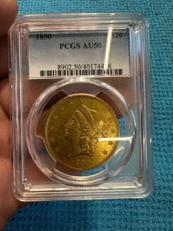 1850 $20 Liberty Head Gold Double Eagle PCGS AU50