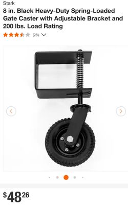 Stark 8 in. Black Heavy-Duty Spring-Loaded Gate Caster with Adjustable Bracket and 200 lbs. Load Rat