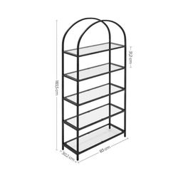 Vasagle 5 Tier Bookcase Free-Standing Shelf w/ Tempered Glass - Black