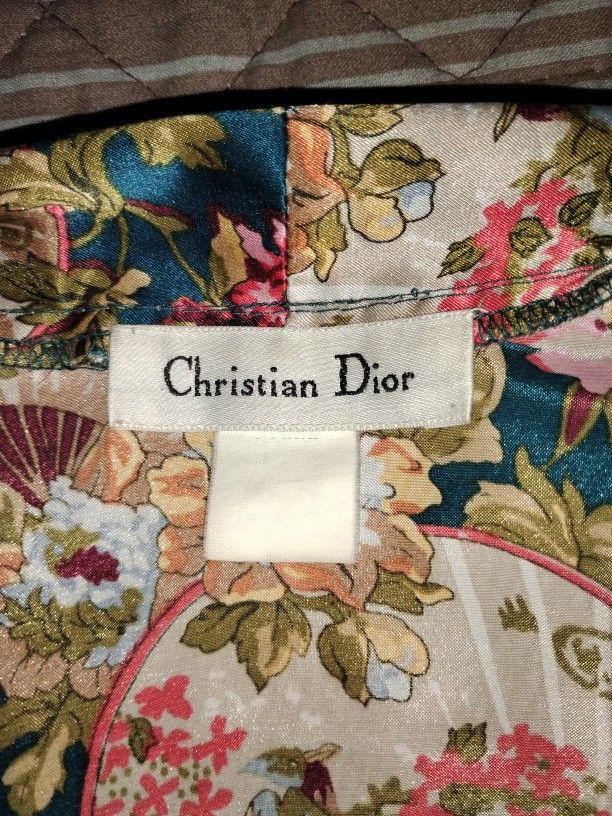 Vintage Christian Multi pattern Silk Night Robe